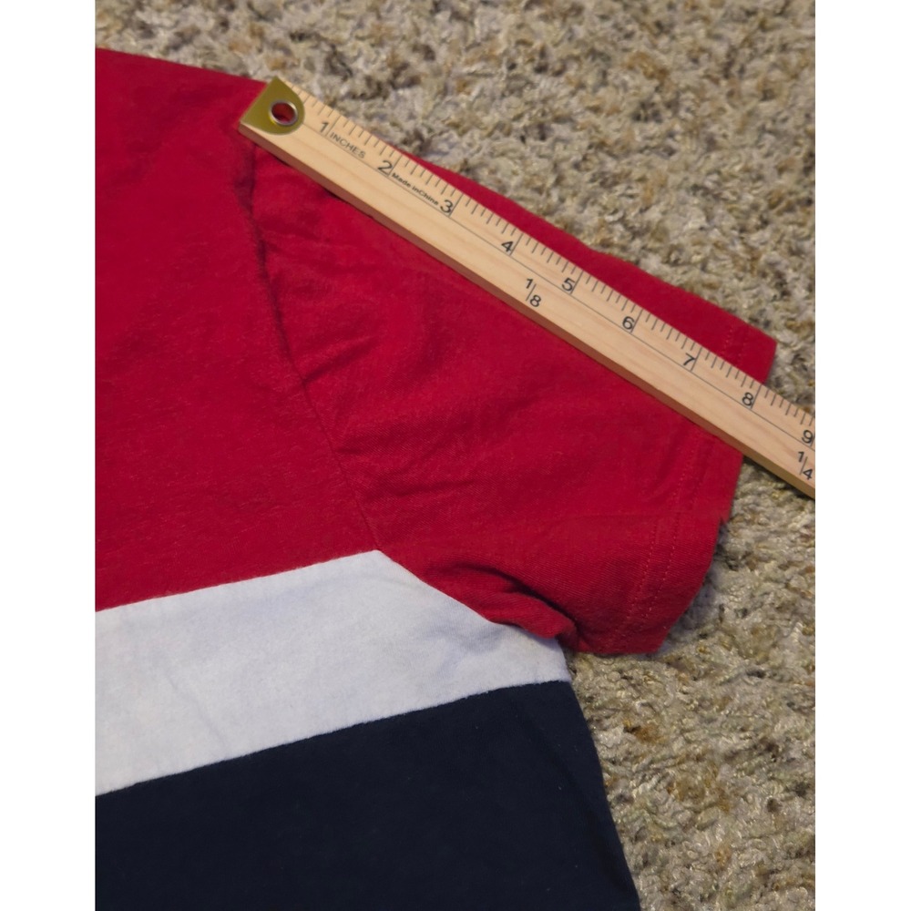 Hollister Red White Blue Colorblock Crewneck T-Shirt Men's Size Large - Picture 6 of 6